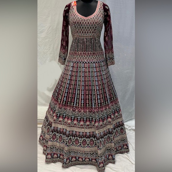 Burgundy Anarkali/ gown - Picture 3 of 9